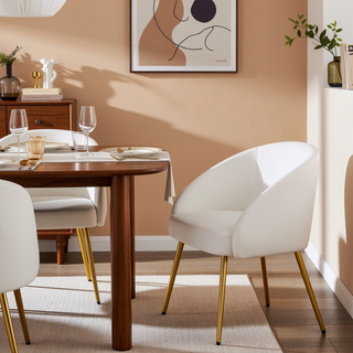 Sunvega Stylish Gold Metal and White Velvet Upholstered Chair with Padded Seat