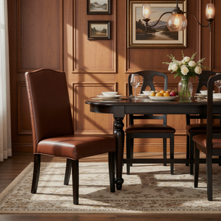 Sunvega Upholstered Dining Chairs with Button Tufting and Tapered Legs Set of 2