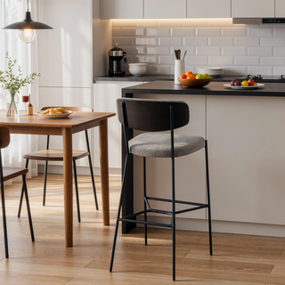 Sunvega Light Brown Pub Height Bar Stools Set of 2 with Curved Backrests