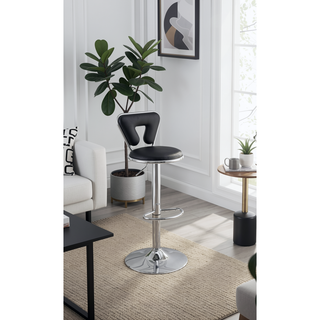 Sunvega Silver Faux Leather Adjustable Stool Set of 2 with Tufted Seats and Chrome Base