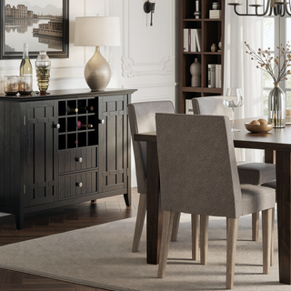 Sunvega Taupe Upholstered Rubberwood Dining Chairs with Piping Detail Set of 2