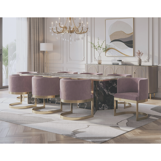 Sunvega Modern Upholstered Velvet Dining Chair with Curved Backrest for Dining Room