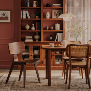 Sunvega Modern Walnut Dining Side Chairs with Tapered Legs Set of 2