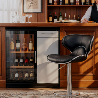 Sunvega Adjustable Swivel Barstool Set with Chrome Base and Faux Leather Seat
