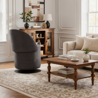 Sunvega Finch Contemporary Swivel Chair with Adjustable Backrest and Fabric Upholstery