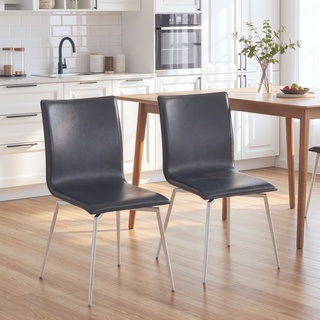 Sunvega Modern Upholstered Chair with Faux Leather and Swiveling Stainless Steel Base