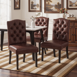 Sunvega Tufted Upholstered Dining Chairs with Tapered Legs and Diamond Stitching