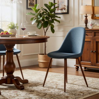 Sunvega Mid-Century Modern Upholstered Dining Accent Chair with Walnut Finish