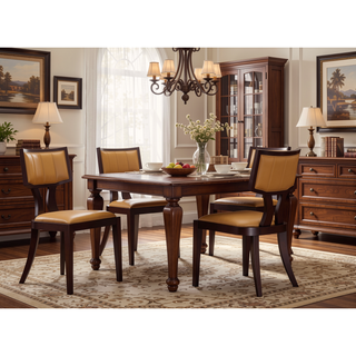 Sunvega Traditional Dining Room Chair Set of 2 in Camel Faux Leather
