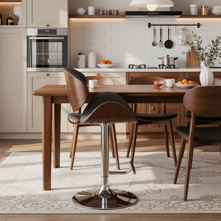 Sunvega Mid Century Modern Adjustable Swivel Bar Stool in Distressed Brown