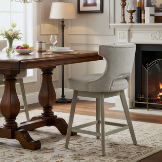 Sunvega Swivel Counter Stool with Solid Wood Frame and 360 Degree Rotation