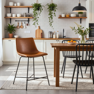 Sunvega Modern Upholstered Counter Stool with Durable Metal X Base Set of 2