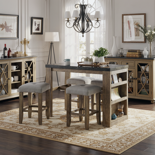 Sunvega Grey Faux Leather Upholstered Counter Height Stools with Tufted Seat Cushion