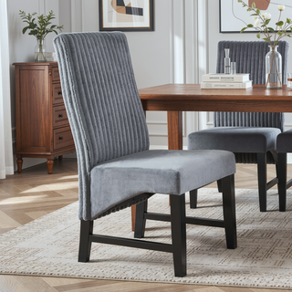 Sunvega Modern Upholstered Dining Chairs with Gray Corduroy Comfort and Wooden Frame