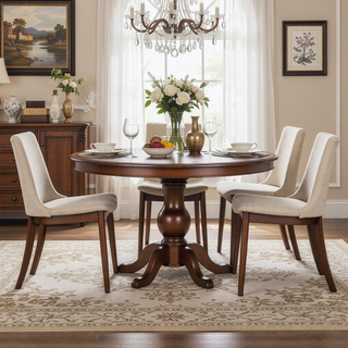 Sunvega Beige Fabric Dining Chair Set of 2 with Padded Seat and Back