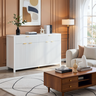 Sunvega Modern Scandinavian Buffet Cabinet with Wave Design and Adjustable Shelves