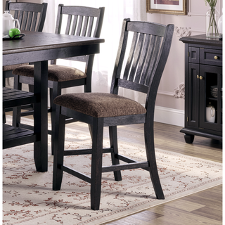 Sunvega Contemporary Dark Coffee Finish Rubberwood Counter Height Chairs with Upholstered Fabric Seat