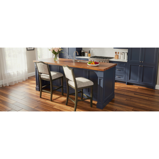 Sunvega Set of 2 Rustic Rubber Wood Bar Stools with Ergonomic Backrest for Kitchen Island