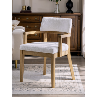 Sunvega Gorge Fabric and Oak Finish Side Chair with Padded Back and Seat Cushions