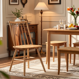 Sunvega Natural Oak Finish Casual Look Dining Table for 6 Kitchen Furniture