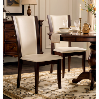 Sunvega Contemporary Dark Cherry Brown Leatherette Cushion Side Chairs Set Of 2