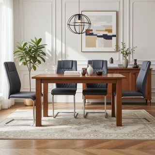 Sunvega Modern Gold Legged Upholstered Dining Chairs with PU Seat for Kitchen