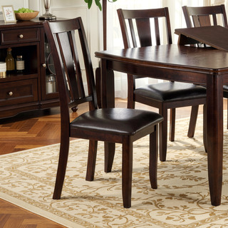 Sunvega Contemporary Brown Faux Leather Cushion Side Chairs with Rubberwood Frame