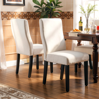 Sunvega Contemporary Slipper Dining Chair Set of 2 with Upholstered Seating and Tapered Legs