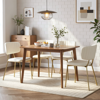 Sunvega Gold Metal Frame and Cream Velvet Upholstered Bouton Chair Set of 2
