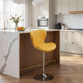 Sunvega Gray Upholstered Adjustable Swivel Barstools with Bucket Seat in Set of 2