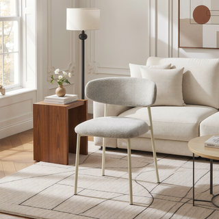 Sunvega Modern Light Gray Upholstered Side Chair with Padded Seat and Back