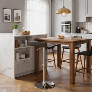 Sunvega Adjustable Grey PU Leather Barstool with Swivel and Footrest Set of 2