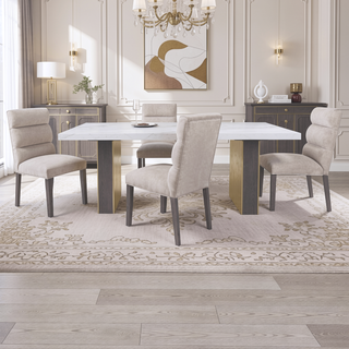 Sunvega Ash Velvet Upholstered Side Chair Set of 2 with Plump Foam Back and Gray Wood Legs