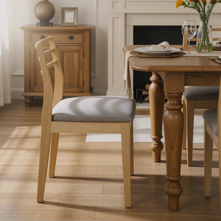 Sunvega Farmhouse Style Dining Chairs Set of 2 with Upholstered Seating and Ladder Back
