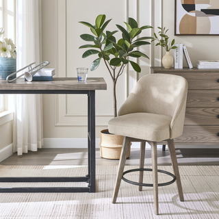 Sunvega Swivel Counter Stool with Medium High Back and Metal Ring Footrest