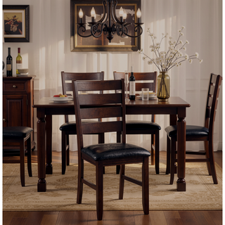 Sunvega Black Faux Leather Ladder Back Side Chairs for Modern Dining Set of 2