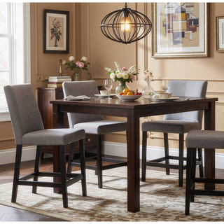 Sunvega Light Grey Counter Stool Set of 2 with Simple Elegant Lines
