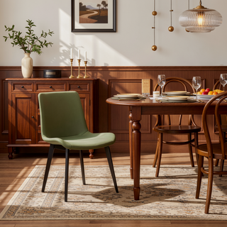 Sunvega Modern Upholstered Faux Leather Dining Chairs with Sturdy Metal Legs