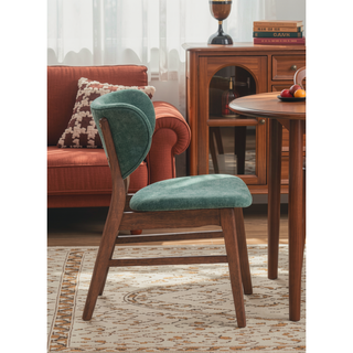 Sunvega Green and Walnut Padded Side Chair Set with Water Resistant and Scratch Resistant Finish