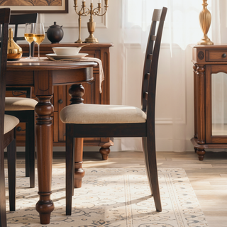 Sunvega Cappuccino and Beige Lattice Back Side Chair with Geometric Pattern and Cushion