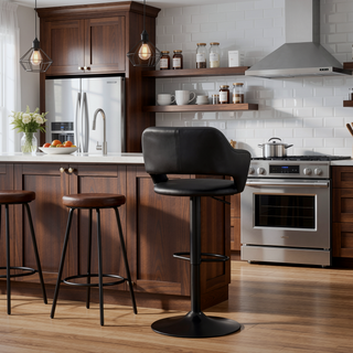 Sunvega Adjustable Hydraulic Lift Swivel Bar Stool with Black Metal Base