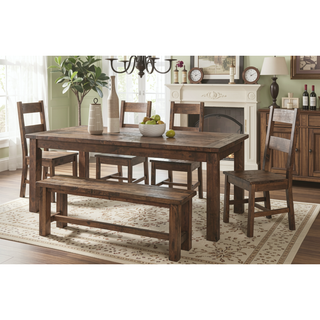 Sunvega Solid Rubber Wood Dining Chairs with Classic Transitional Design and Burnished Brown Finish