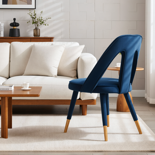 Sunvega Modern Velvet Upholstered Dining Chair with Gold Metal Tips for Dining Room