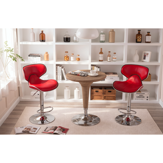 Sunvega Adjustable Swivel Barstool Set with Chrome Base and Faux Leather Seat