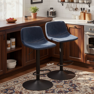Sunvega Adjustable Height Swivel Bar Stools Set of 2 with Back Support for Kitchen Island