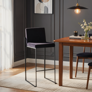 Sunvega Fuji Contemporary High Back Barstool Set of 3 with Velvet Upholstery