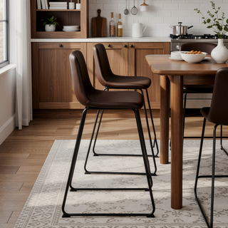Sunvega Modern Brown Leather-Look Bar Height Chair for Standing Desks