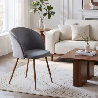 Sunvega Contemporary Velvet Upholstered Dining Chairs with Tapered Metal Legs Set of 2