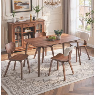 Sunvega Modern Walnut Dining Side Chairs with Tapered Legs Set of 2