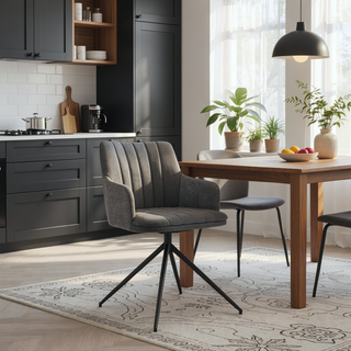 Sunvega Modern Faux Leather and Fabric Metal Swivel Dining Chairs Set of 2